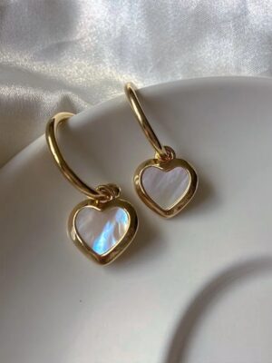 Alina Pearl Heart Huggies