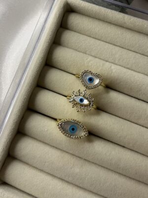 Mother of Pearl Evil Eye Rings